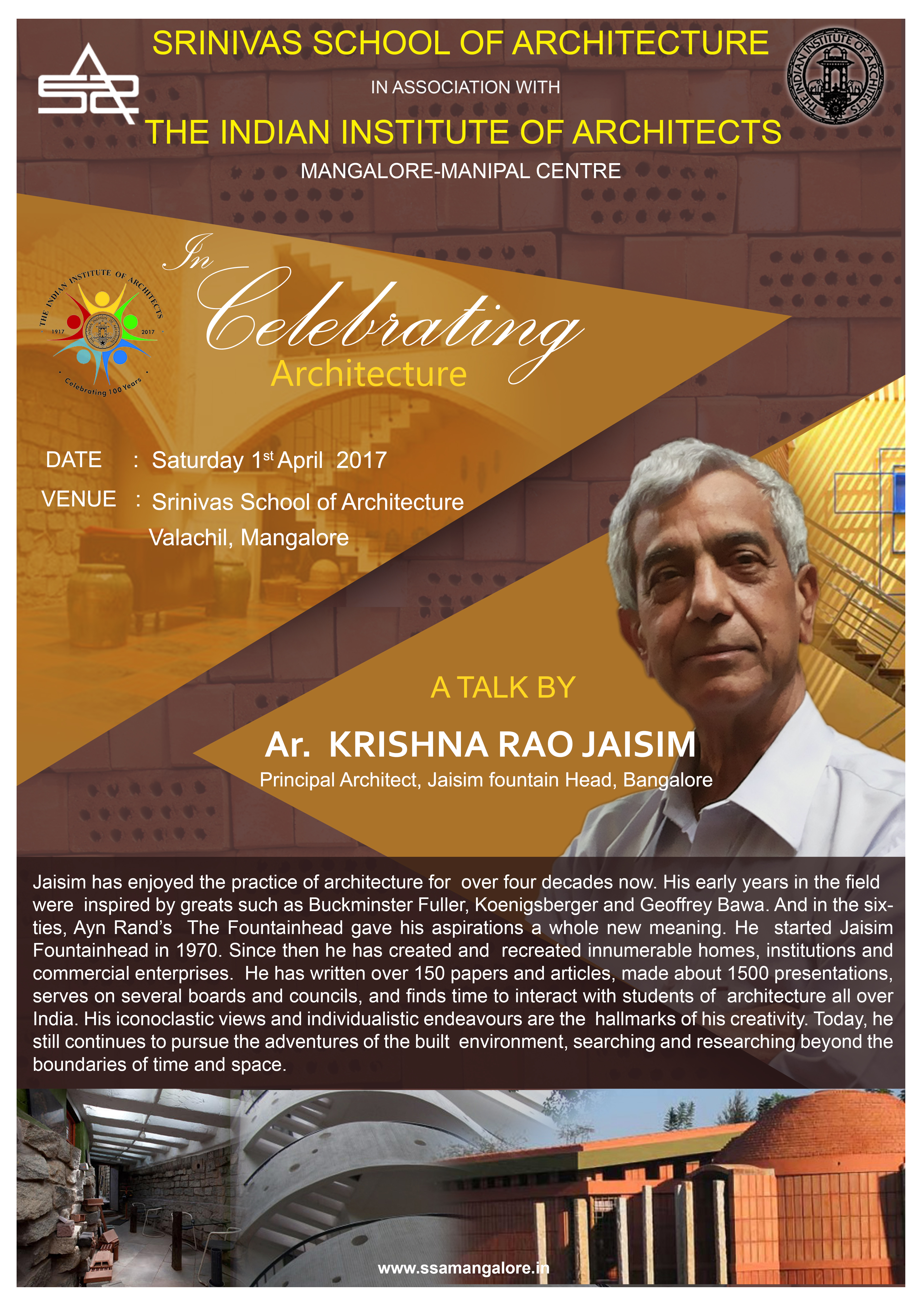 A talk by Ar. KRISHNA RAO JAISIM ON 1st April 2017